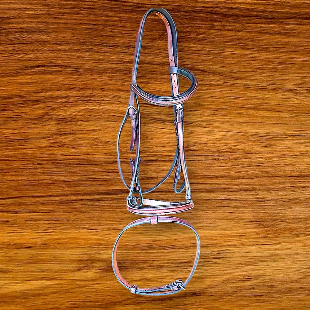 Somerset Brown Leather Horse Bridle Raised Double Stitch Flash Noseband